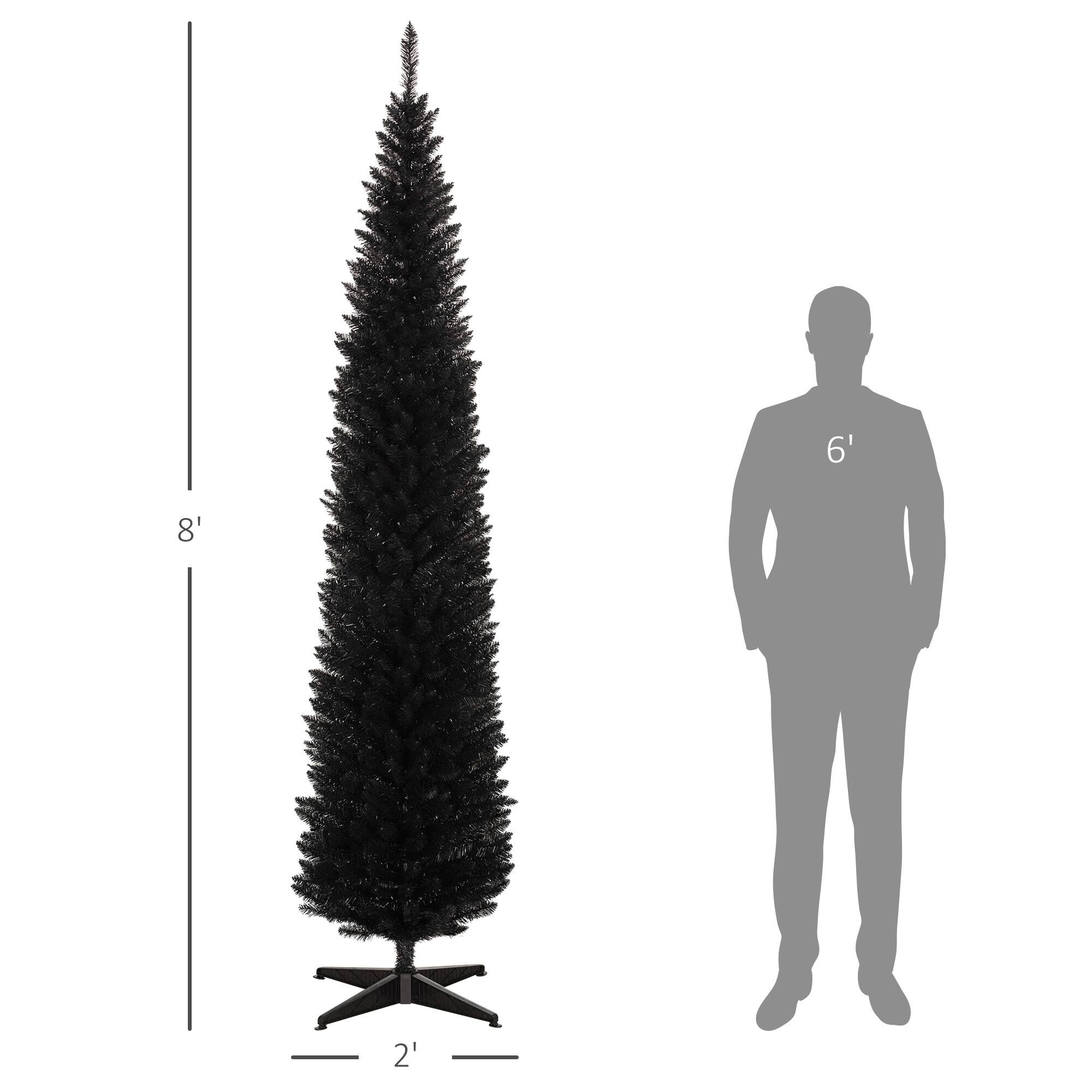 Alt View 2. Homcom - Artificial Pencil Christmas Tree, Slim Xmas Tree with 618 Realistic Branch Tips and Plastic Stand - black.