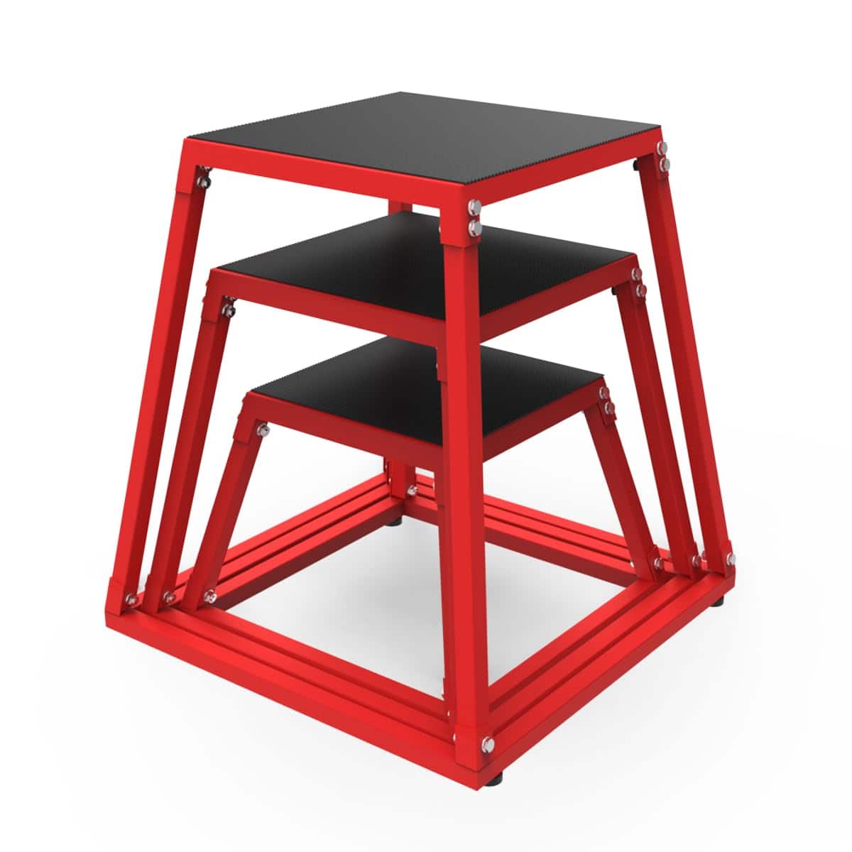 TROPOW - 12/18/24 Inch Steel Plyometric Jumping Box, Anti-Slip Step Platform Jump Box - red+black