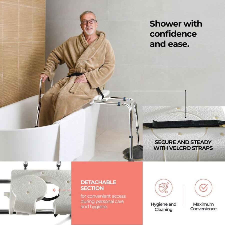 Medical King Sliding Shower Transfer Bench for Bathtub, Adjustable