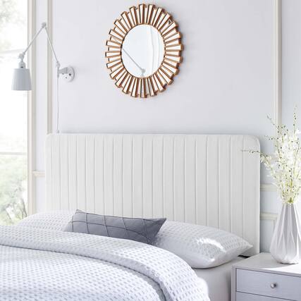 Front. Modway - Milenna Channel Tufted Upholstered Fabric Headboard - White.