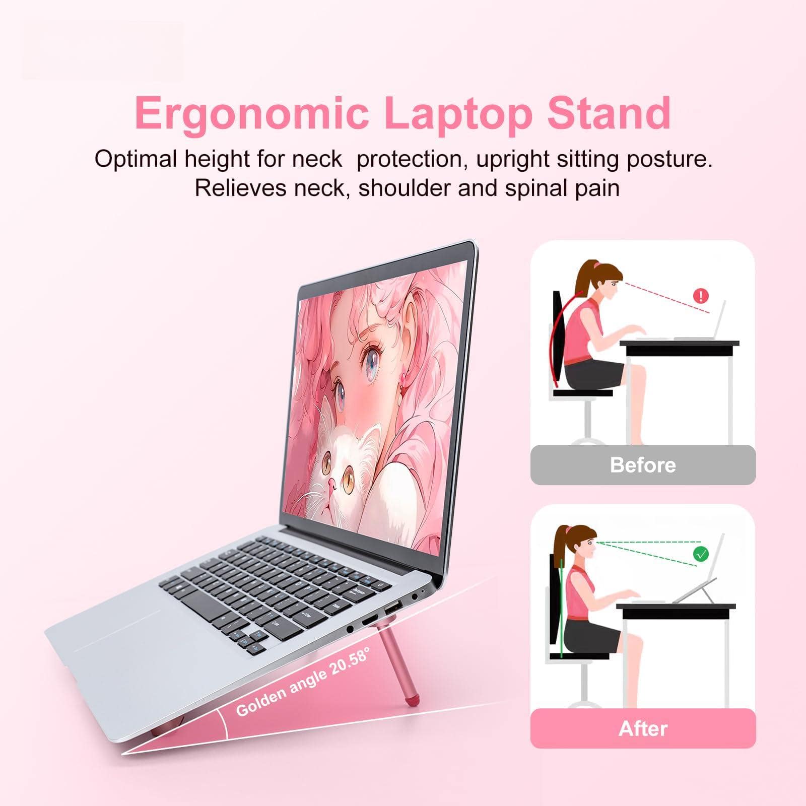 Cedar Assembly - Laptop Stand For Desk Aluminum Computer Riser Gaming Travel Accessories Gifts Women - Default