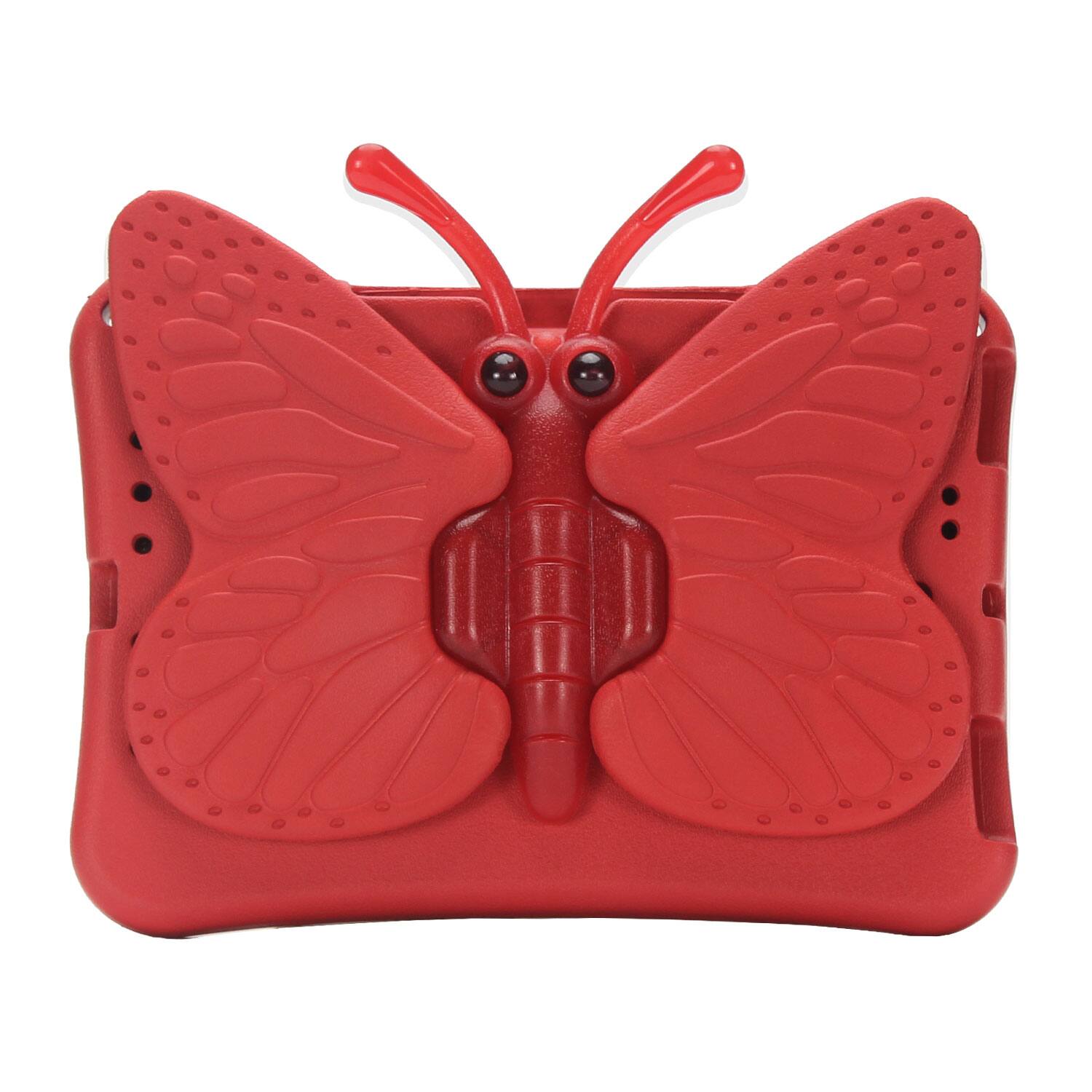 Angle. Dteck - Kids Butterfly Case for Apple iPad mini (A17 Pro) 2024 & iPad mini 6th/5th/4th Gen,3D Cartoon EVA Shockproof Stand Cover - Red.