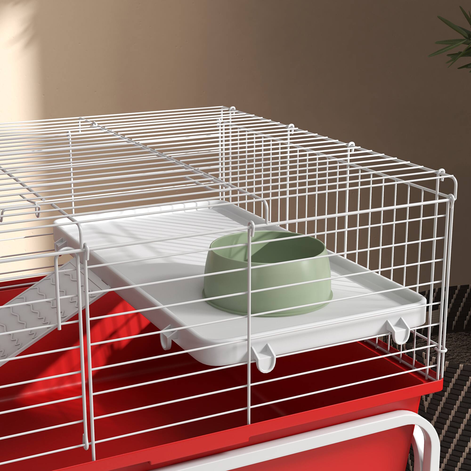 Alt View 5. Pawhut - Two-Story Small Animal Cage Removable from Stand, Guinea Pig, Hedgehog, Chinchilla, Shelf & Wheels, Pet Habitat.