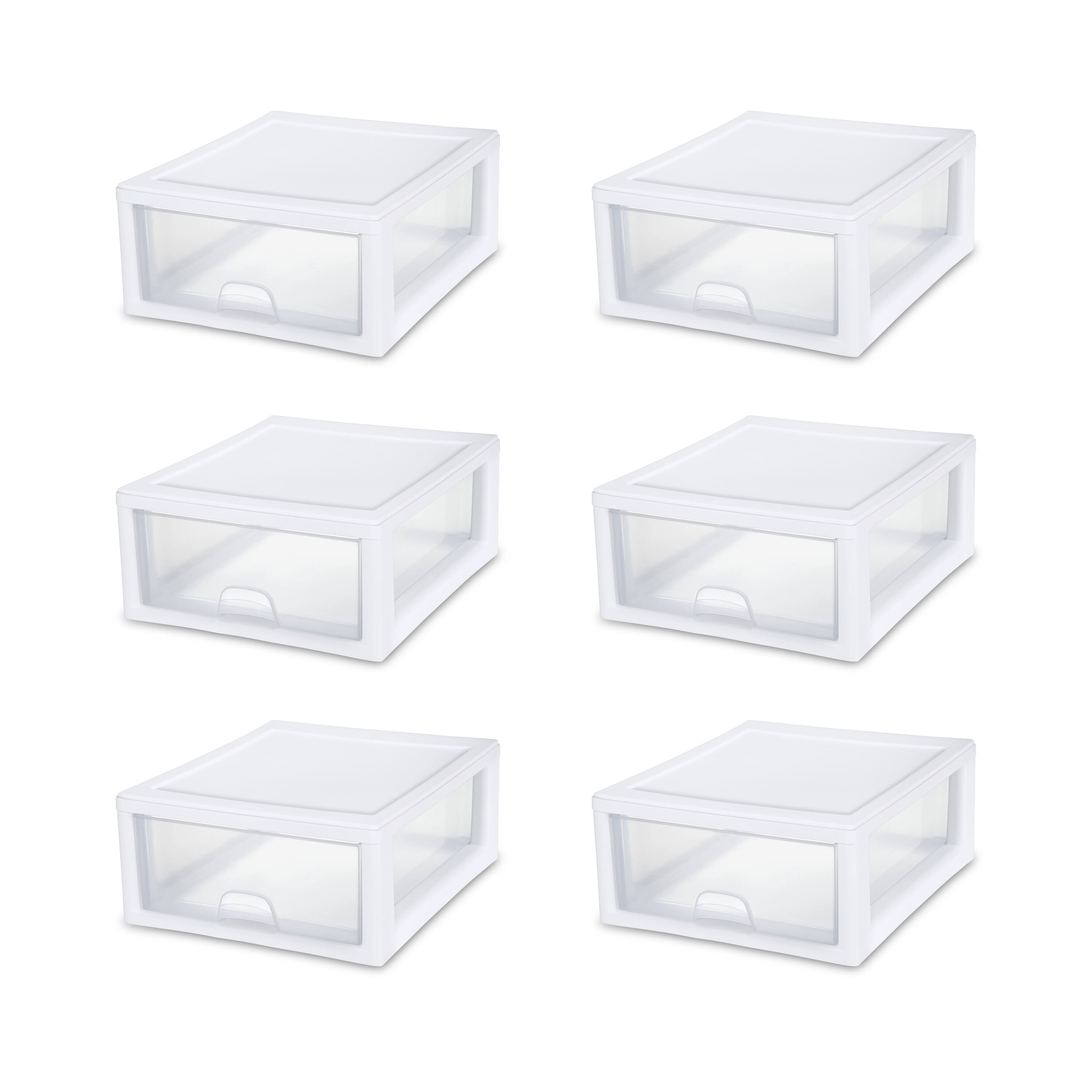 Sterilite - 16 Quart Plastic Stacking Storage Drawer Container Box, 6 Pack - Clear