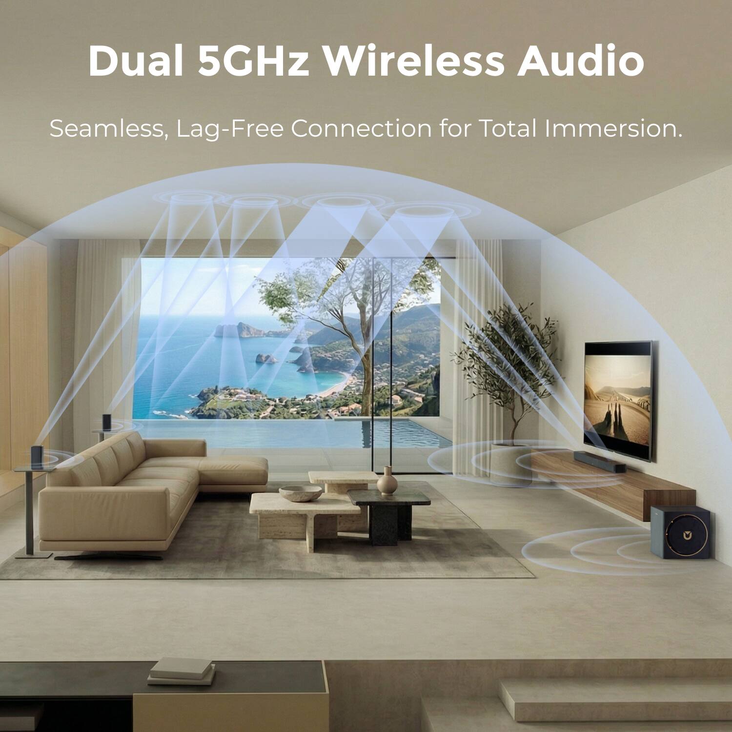 Dual 5GHz Wireless Audio  
Seamless, Lag-Free Connection for Total Immersion.