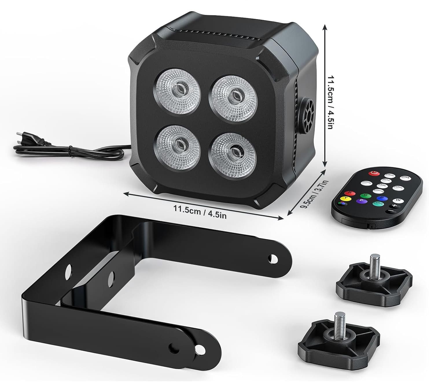 11.5cm / 4.5in  
11.5cm / 4.5in  
9.5cm / 3.7in