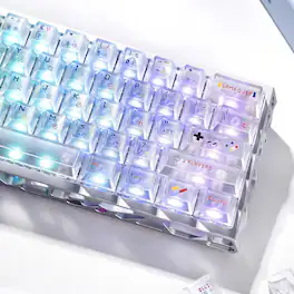 Womier - Clear Keycaps,Pixel Game Theme ,Cherry Profile Shine Through keyboard keycaps for Mechanical Keyboard with MX Switches - White