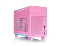 Front. Thermaltake - TR100 SFF mITX Mini Tower PC Case with PCIe 4.0 Riser Cable Included - Bubble Pink.
