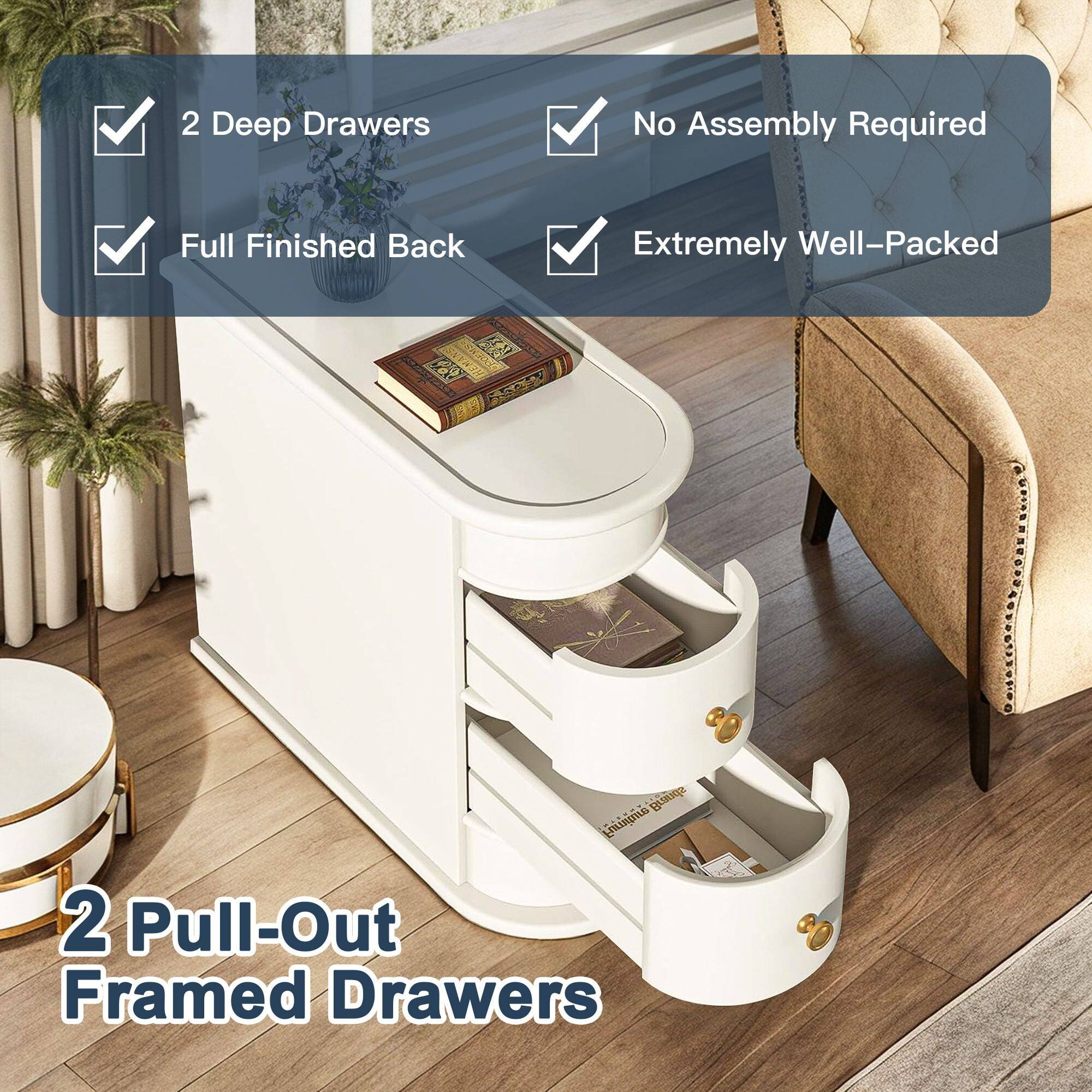 2 Deep Drawers, No Assembly Required, Full Finished Back, Extremely Well-Packed, 2 Pull-Out Framed Drawers