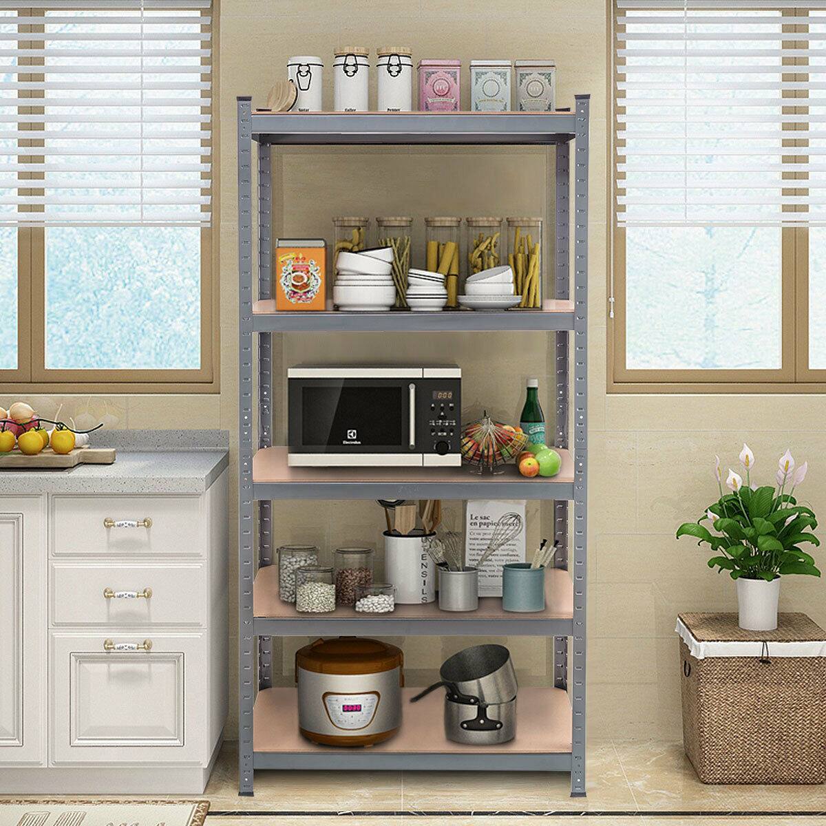 Alt View 3. Gymax - Gymax 72'' 5-tier Garage Steel Shelf Metal Storage Adjustable Unit - Brown.