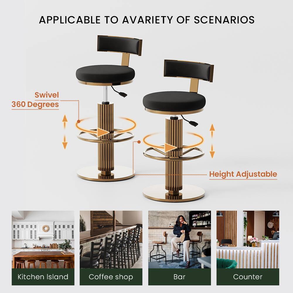 APPLICABLE TO A VARIETY OF SCENARIOS

Swivel 360 Degrees

Height Adjustable

Kitchen Island

Coffee shop

Bar

Counter