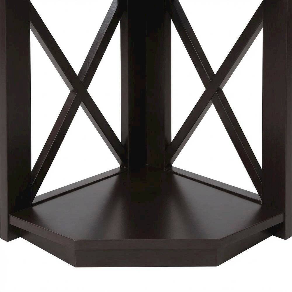 Alt View 3. FurniFact - Corner bookcase in a sleek finish with five spacious shelves - Espresso.