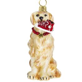 Joy to the World Collectibles - Joy to the World Golden Retriever with High Top Sneaker Polish Glass Christmas Ornament Pet Dog - Yellow