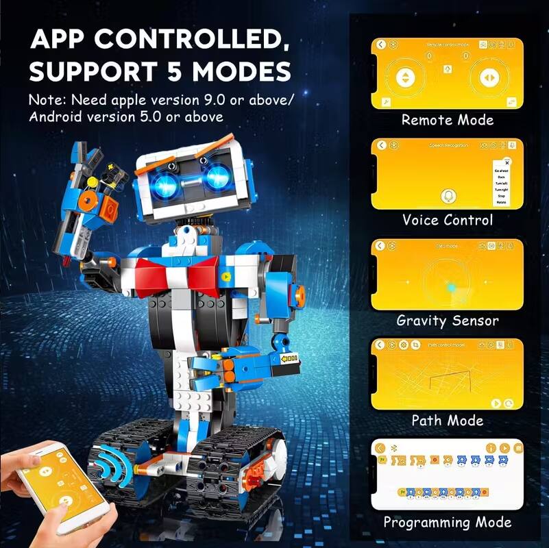 APP CONTROLLED, SUPPORT 5 MODES

Note: Need apple version 9.0 or above/ Android version 5.0 or above

- Remote Mode
- Voice Control
- Gravity Sensor
- Path Mode
- Programming Mode