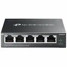 tp-link Omada 5-Port Gigabit Easy Managed Switch with 4-Port PoE+ ES205GP
- Left LED: Green - 1000Mbps, Yellow - 10/100Mbps, Blink - Activity
- Right LED: Solid Green - POE Powered, Flashing Green - POE Fault
Power
PoE Max