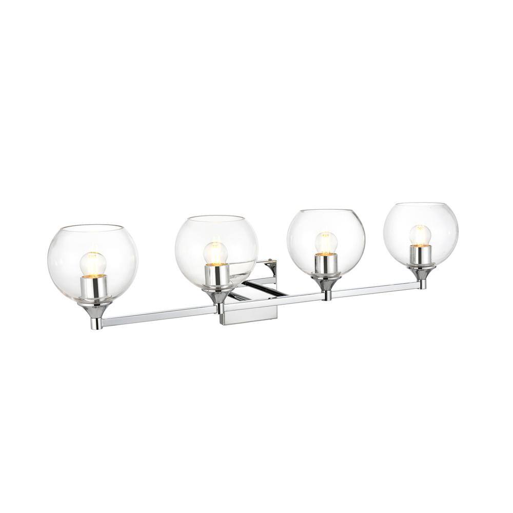 Back. Living District - Foster 4 light Chrome and Clear Bath Sconce - Chrome And Clear.