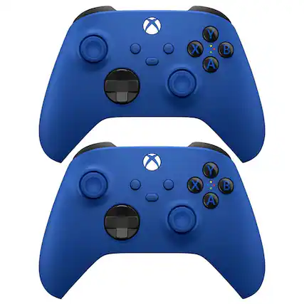 Front. Microsoft - Microsoft QAU-00065 Xbox Special Edition Wireless Controller Shock Blue 2 Pack - Shock Blue.