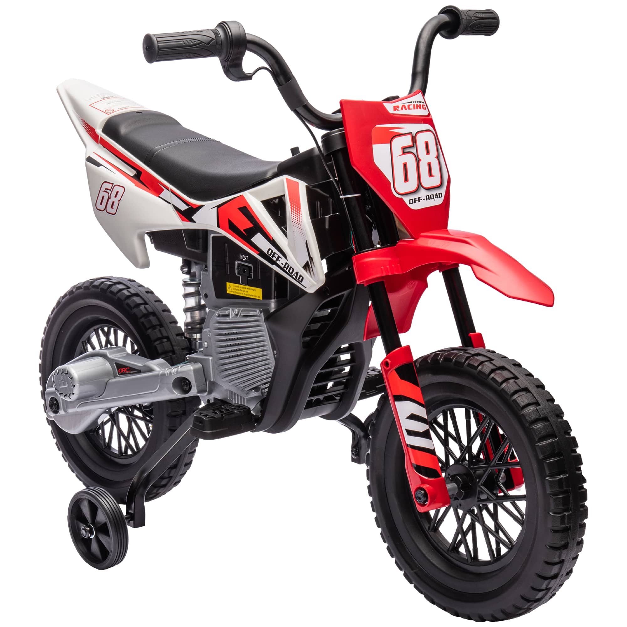 Qaba - Kids Dirt Bike with Twist Grip Throttle, 12V Electric Motorcycle, Electric Bike for Toddler with Training Wheels