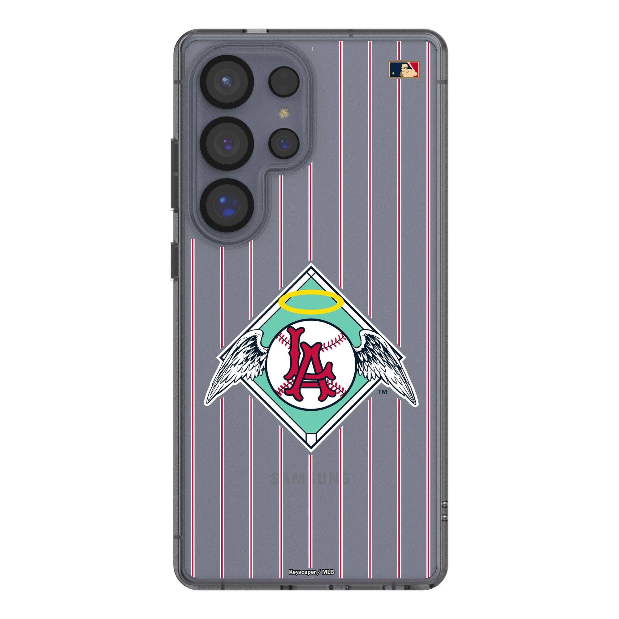 Front. Keyscaper - Los Angeles Angels Cooperstown Galaxy Clear Case - S24 Plus - Multicolor.