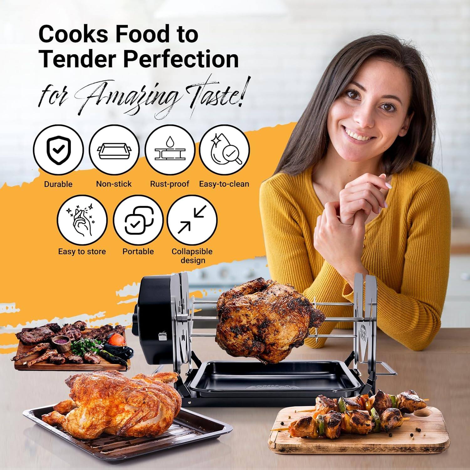 Cooks Food to Tender Perfection for Amazing Taste!

- Durable
- Non-stick
- Rust-proof
- Easy-to-clean
- Easy to store
- Portable
- Collapsible design