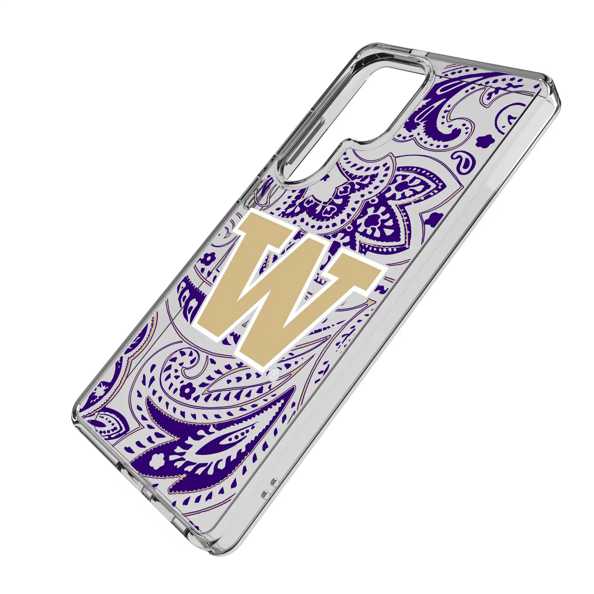 Alt View 1. Keyscaper - Washington Huskies Paisley Galaxy Clear Case - S24 - Multicolor.