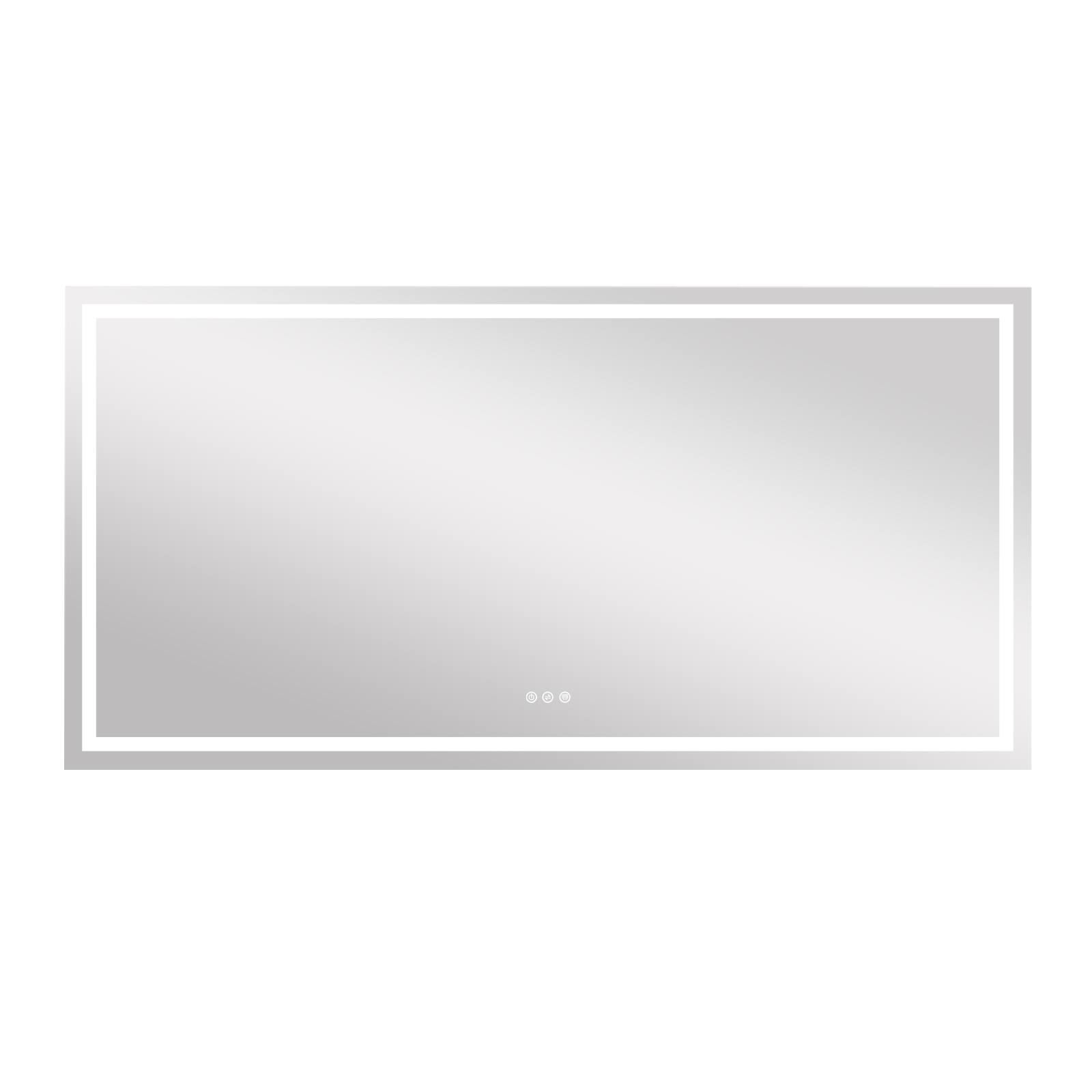 Alt View 7. WELLFOR - 84 in W x42 in H Rectangular Frameless Anti-Fog LED Bathroom Vanity Mirror, Wall Mounted Mirror with Memory Function - Silver.