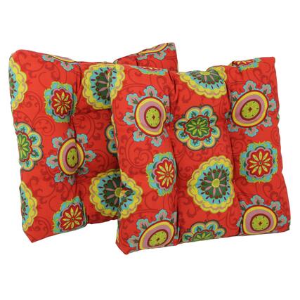 Front. Blazing Needles - 19-inch Squared Spun Polyester Tufted Dining Chair Cushion (Set of Two) - Farrington Terrace.