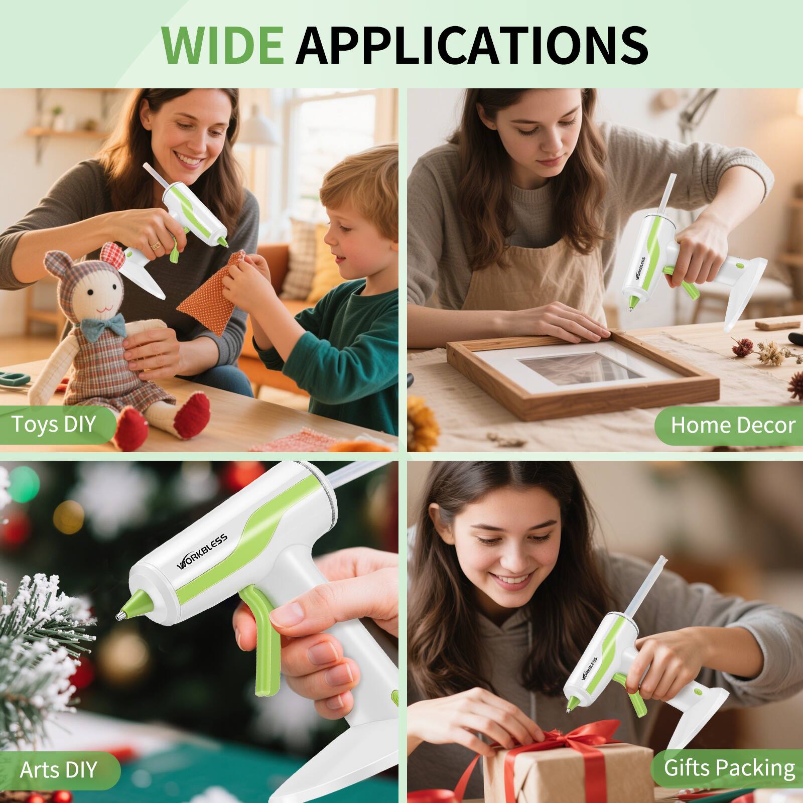 WIDE APPLICATIONS  
- Toys DIY  
- Home Decor  
- Arts DIY  
- Gifts Packing