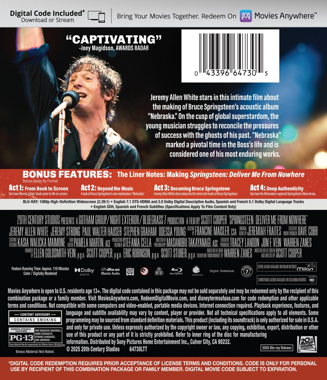 Springsteen: Deliver Me from Nowhere BLU RAY [Standard] - Best Buy