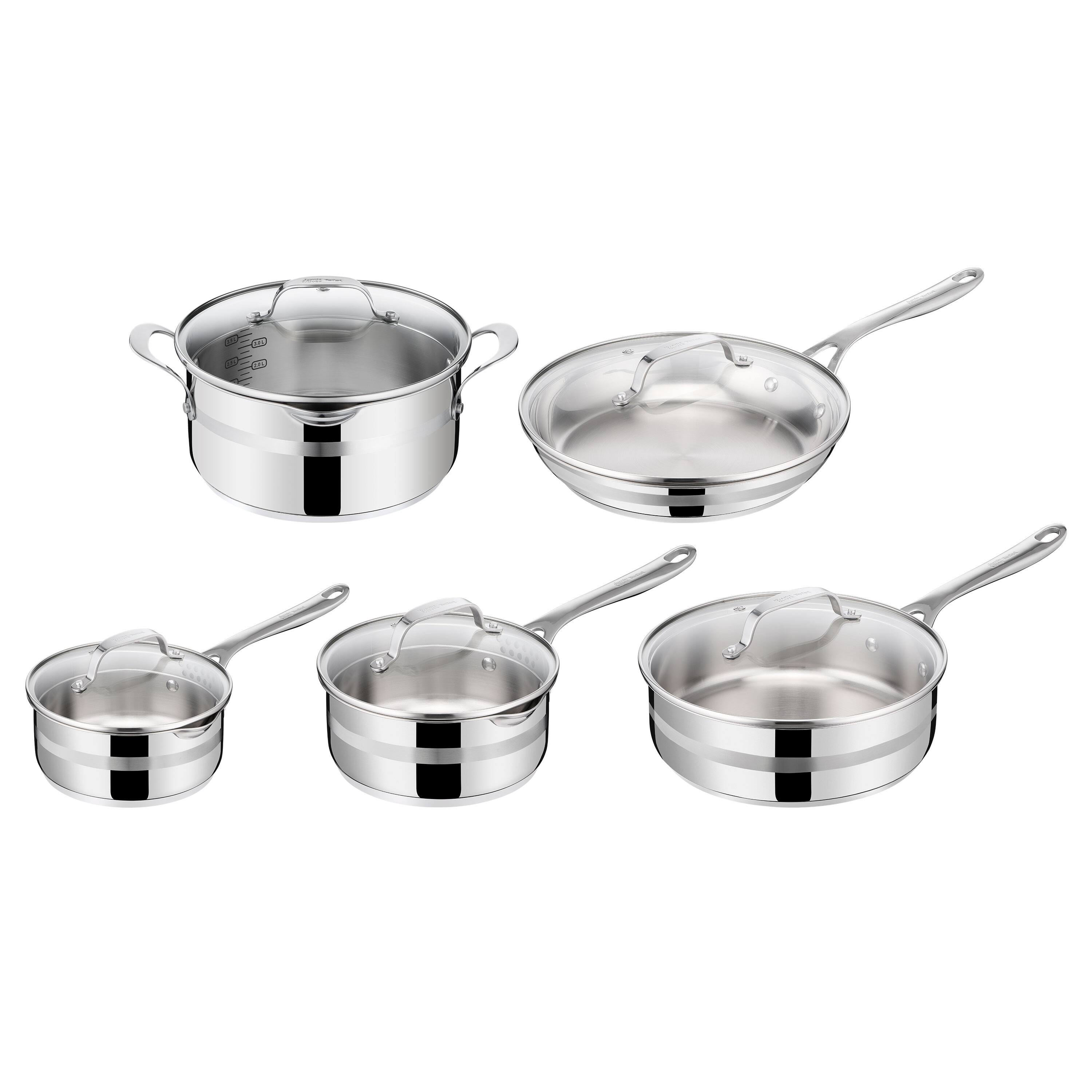Alt View 1. T-Fal - T-fal 10pc Stainless Steel Cookware Set by Jamie Oliver, Silver - Silver.