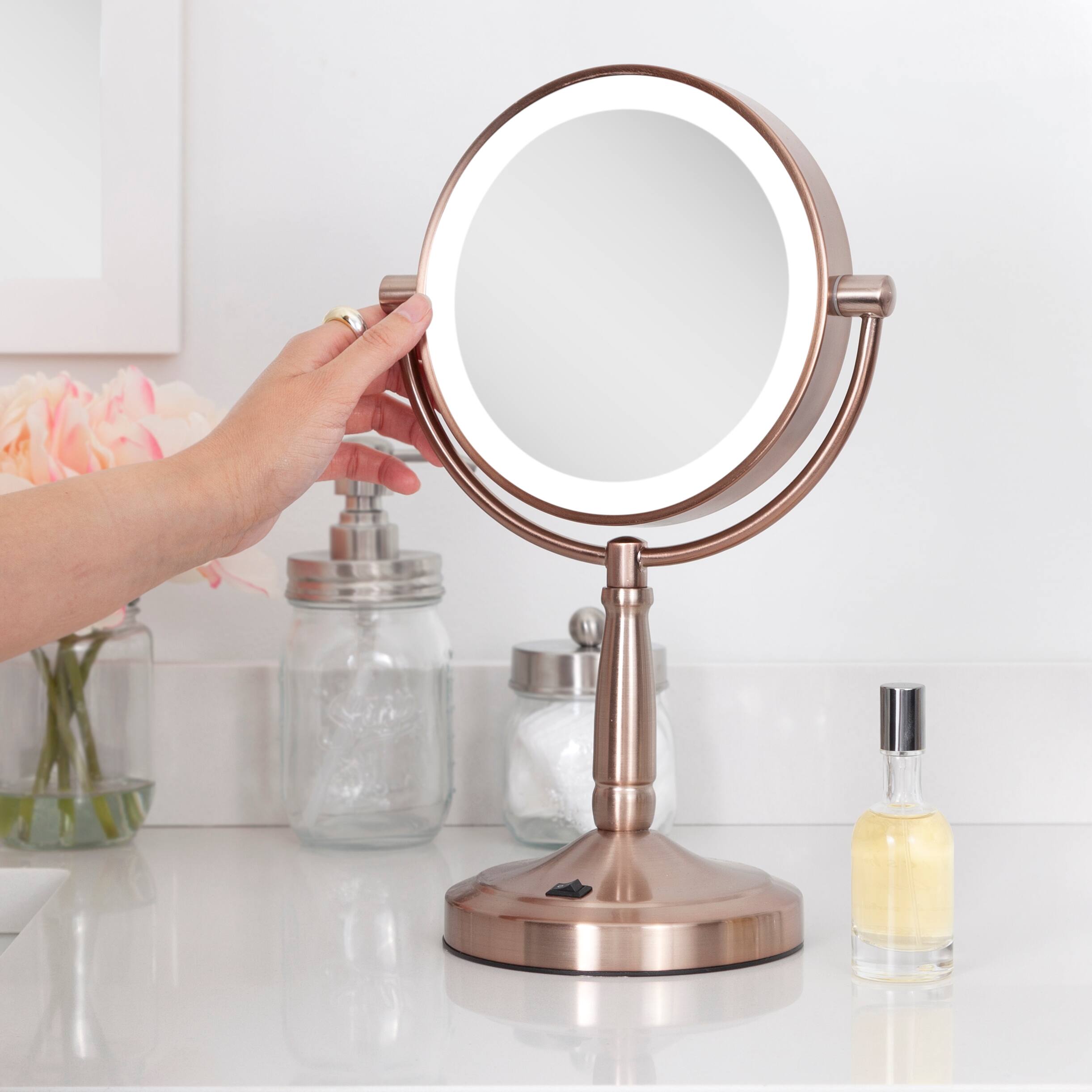 Alt View 2. Zadro - Cordless LED Lighted Makeup Mirror with 10X/1X Magnifications for Flawless Beauty - Rose Gold.