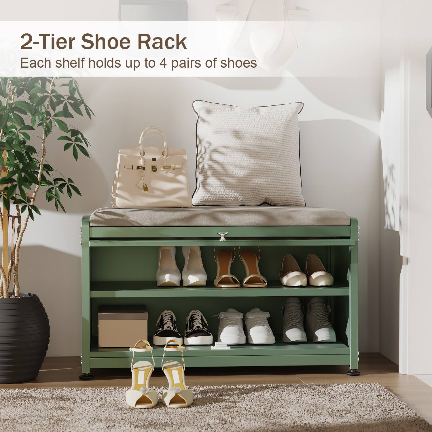 2-Tier Shoe Rack  
Each shelf holds up to 4 pairs of shoes