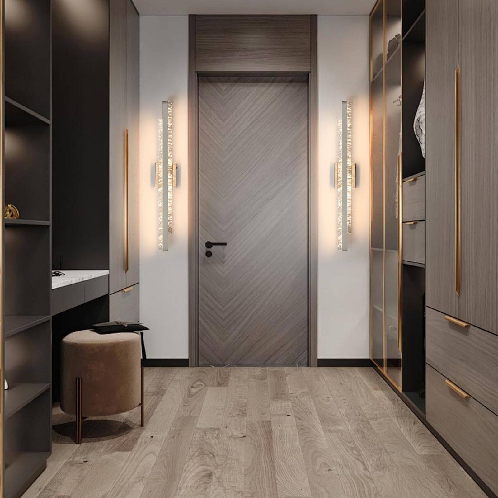 Alt View 3. PO3TICJUNKI3 - Modern Bathroom Vanity Light Brushed Nickel Inch w Dimmable Led Bath Bar Light Fixtures Over Mirror Wall - Brushed Nickel 24inch.