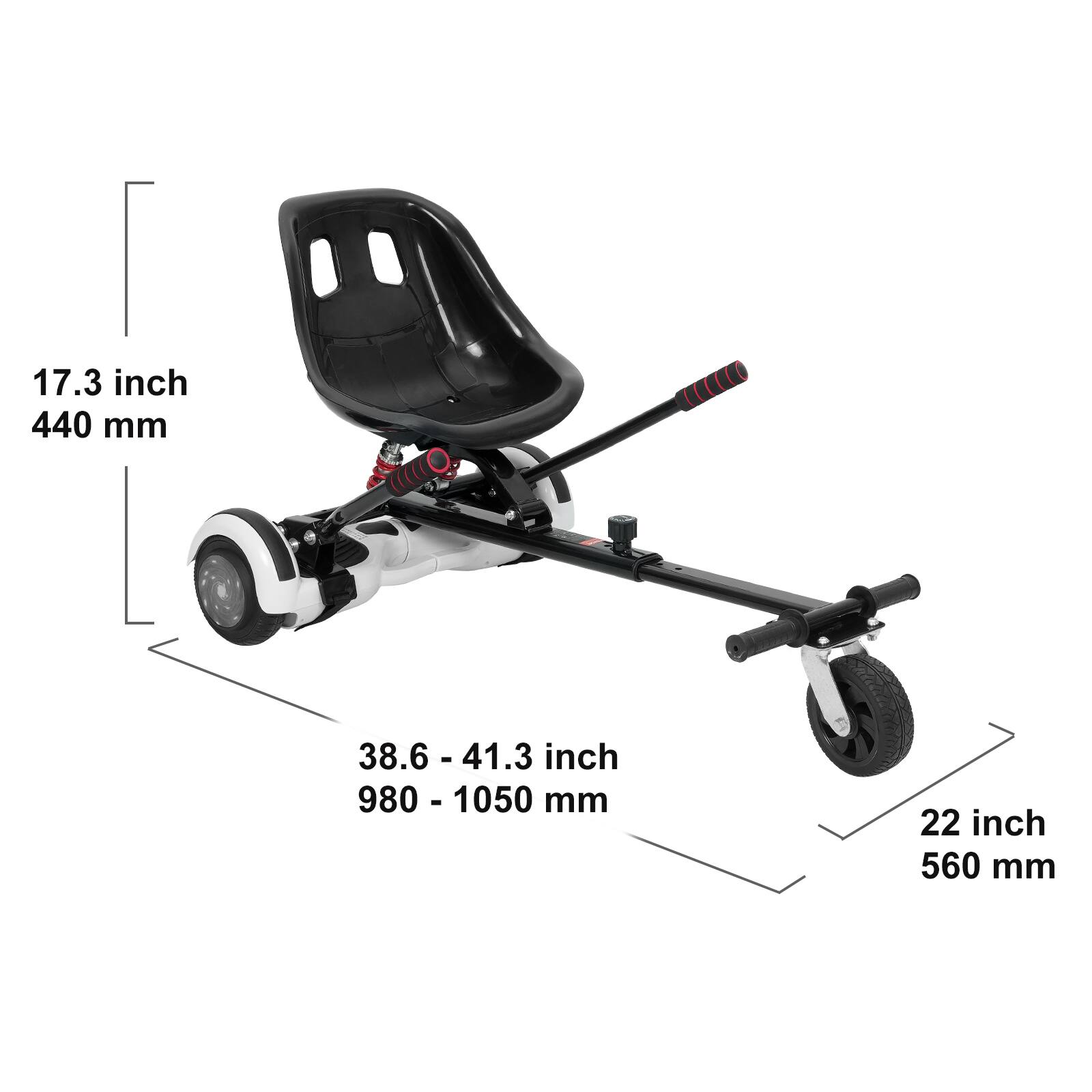 17.3 inch  
440 mm  

38.6 - 41.3 inch  
980 - 1050 mm  

22 inch  
560 mm