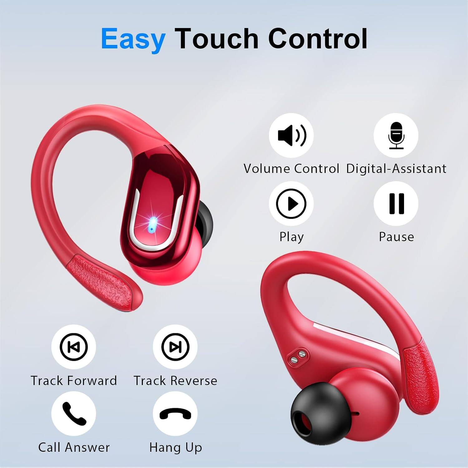 Easy Touch Control

- Volume Control
- Digital-Assistant
- Play
- Pause
- Track Forward
- Track Reverse
- Call Answer
- Hang Up