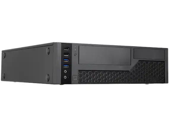 Front. In Win - IN WIN CE685.FH300TB3 Black Micro ATX Case with 300W TFX PSU - Black.