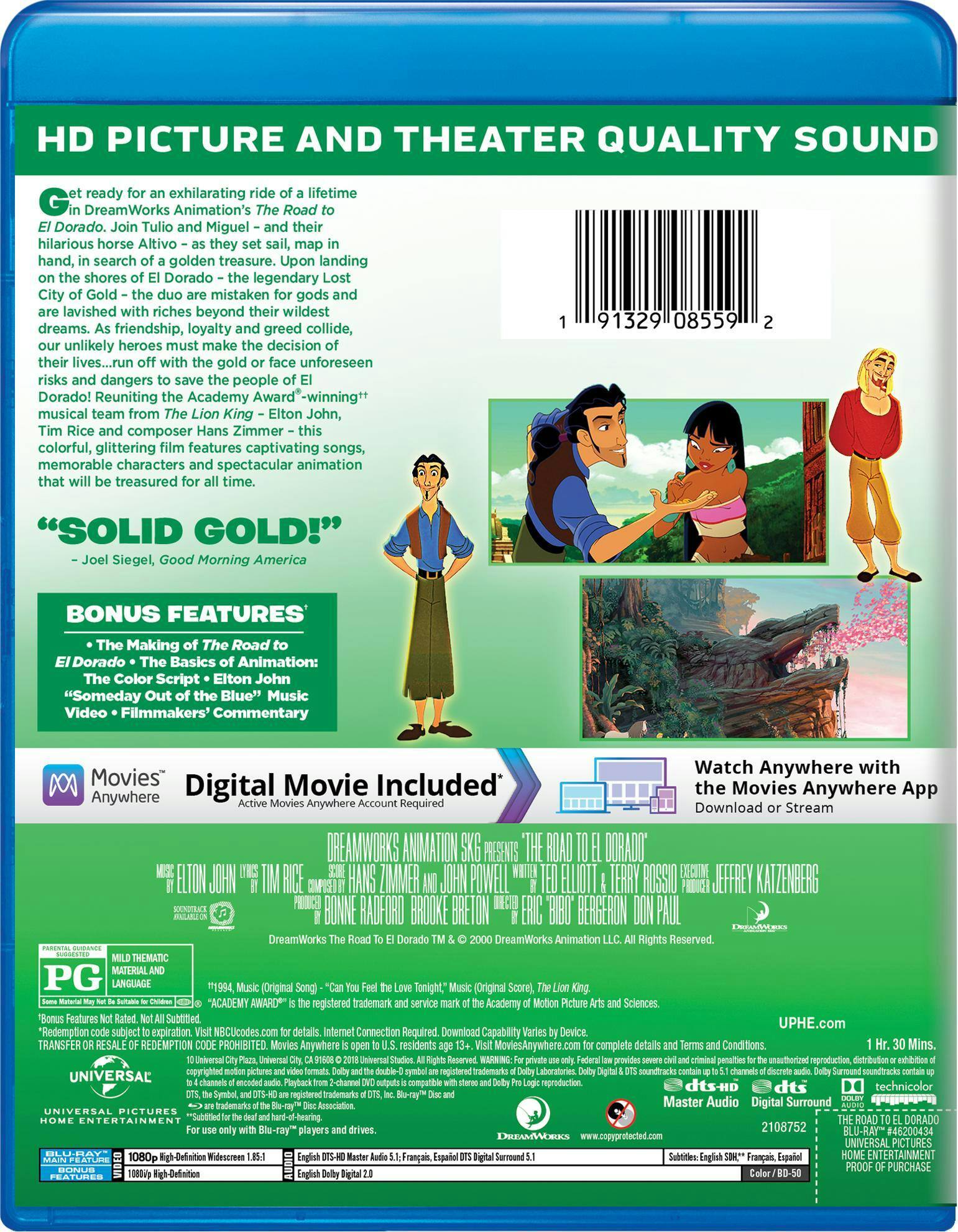 Back. The Road to El Dorado (Blu-ray) [Blu-ray].