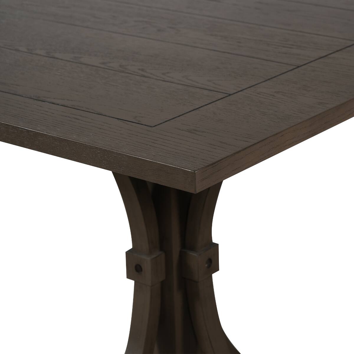 Alt View 2. Loheer - Loheer 60 Inch Dining Table for 6, Rustic Farmhouse Espresso Table with Curved Trestle Base - Espresso.