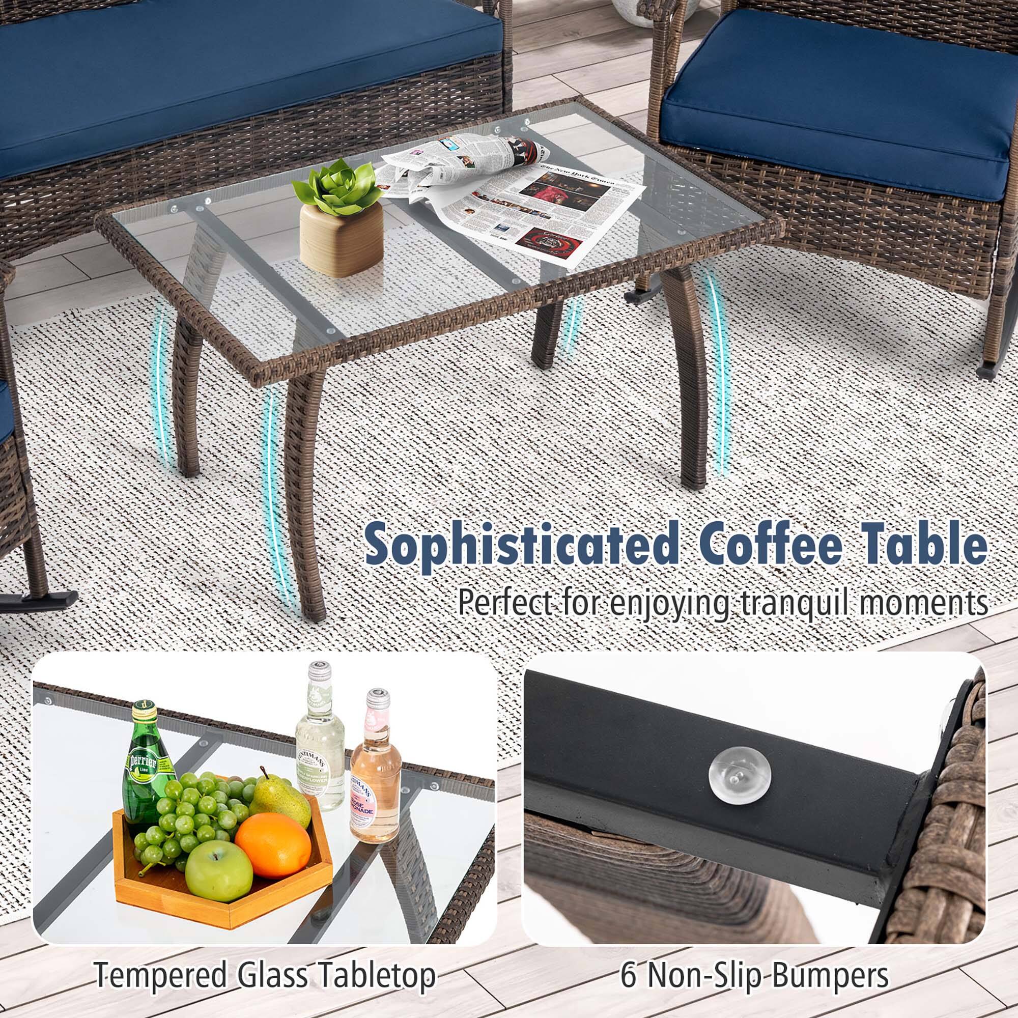 Sophisticated Coffee Table Perfect for enjoying tranquil moments Tempered Glass Tabletop 6 Non-Slip-Bumpers