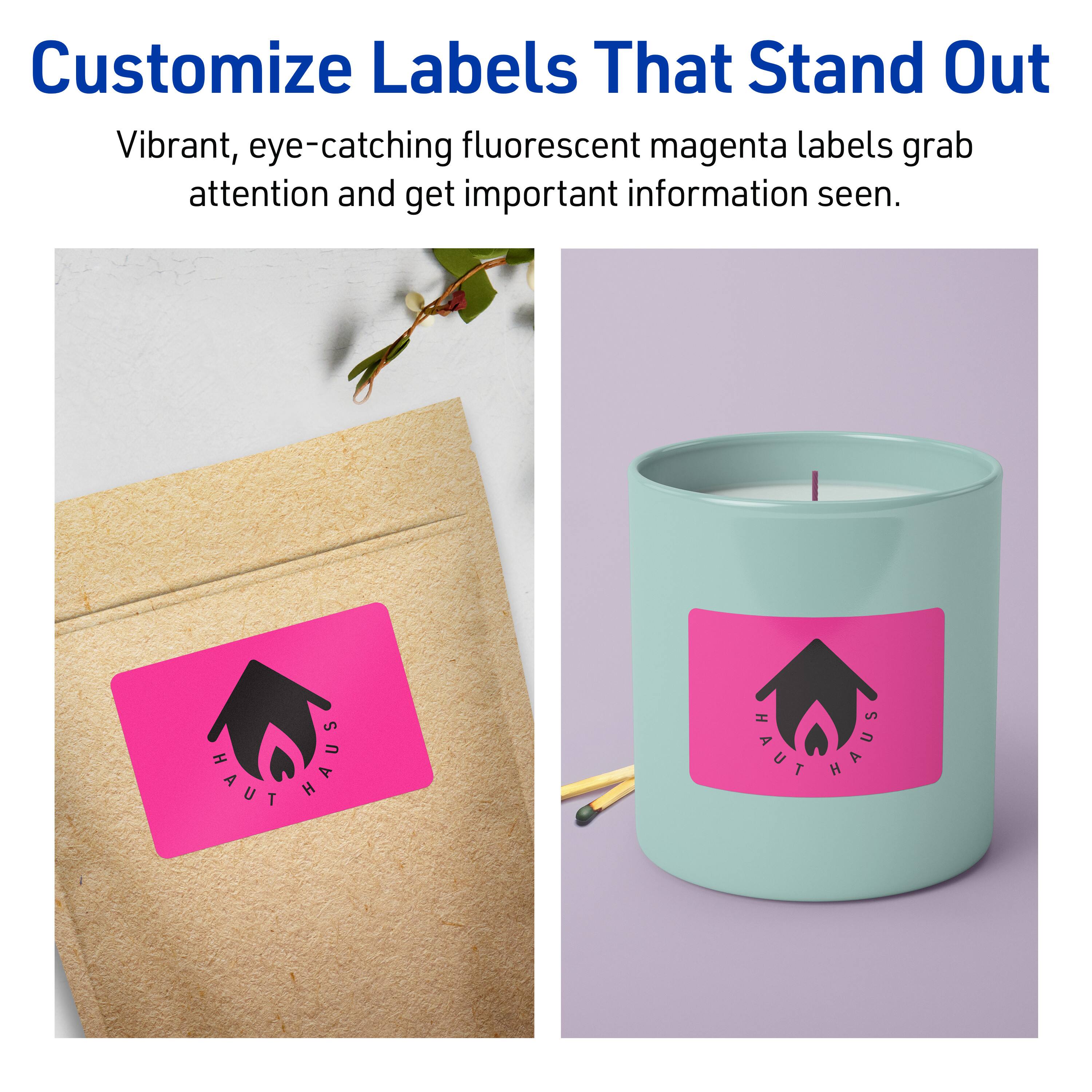 Customize Labels That Stand Out

Vibrant, eye-catching fluorescent magenta labels grab attention and get important information seen.

HAUT HAUS