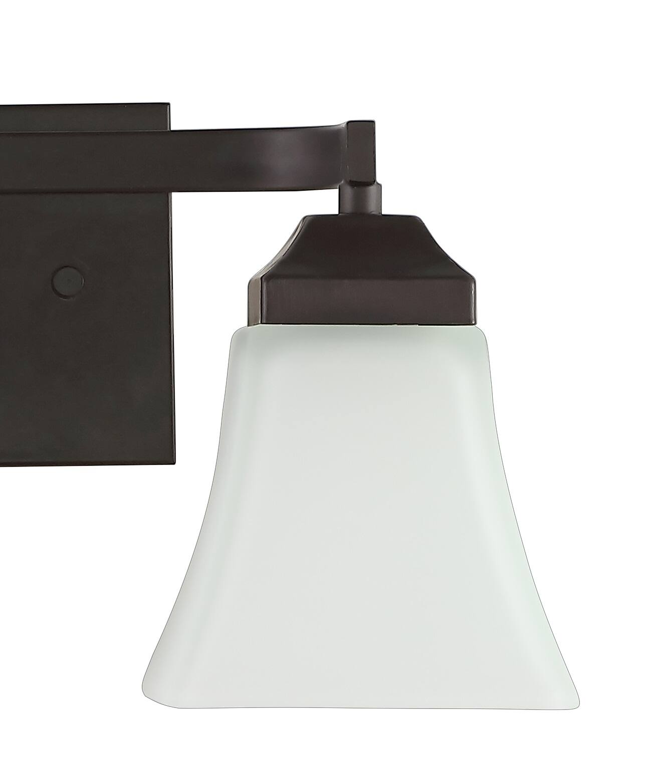 Alt View 4. Jonathan Y - Staunton 15" 2-Light Farmhouse Cottage Metal LED Vanity Light with Frosted Glass Shades, Oil Rubbed Bronze - Oil Rubbed Bronze.