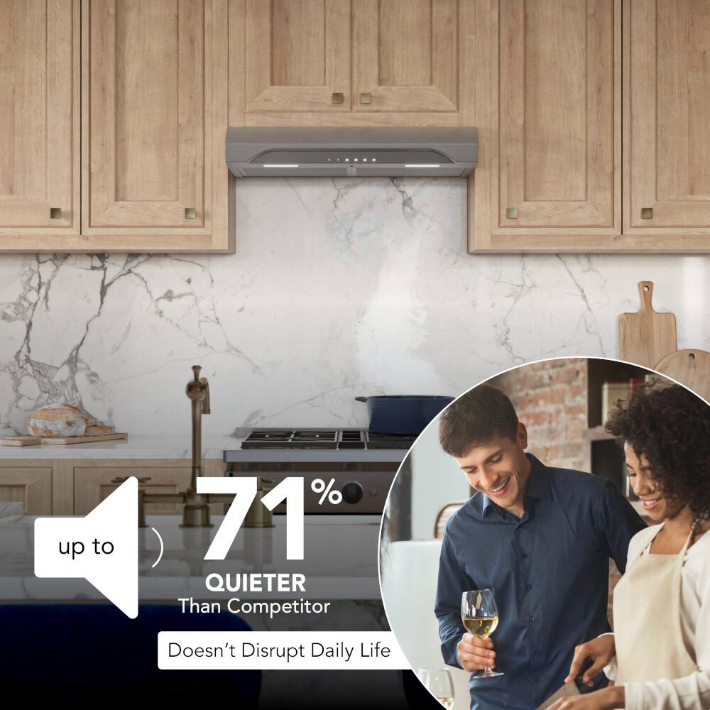 The text on the image reads: "Up to 71% Quieter Than Competitor Doesn't Disrupt Daily Life."