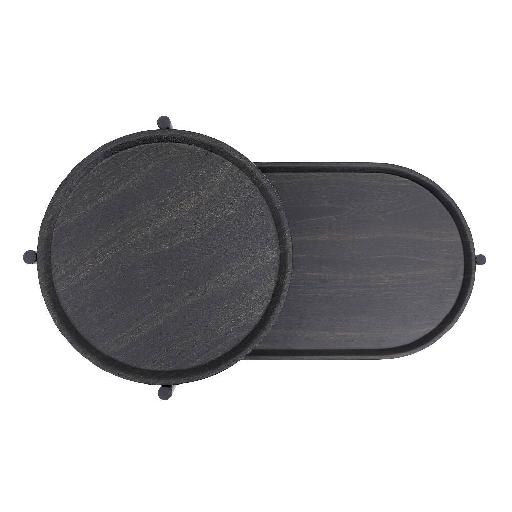 Alt View 10. Loheer - Loheer Round Coffee Table with Storage Tray 2 Tier Oval End Table Small Side Table for Living Room Black - Black.