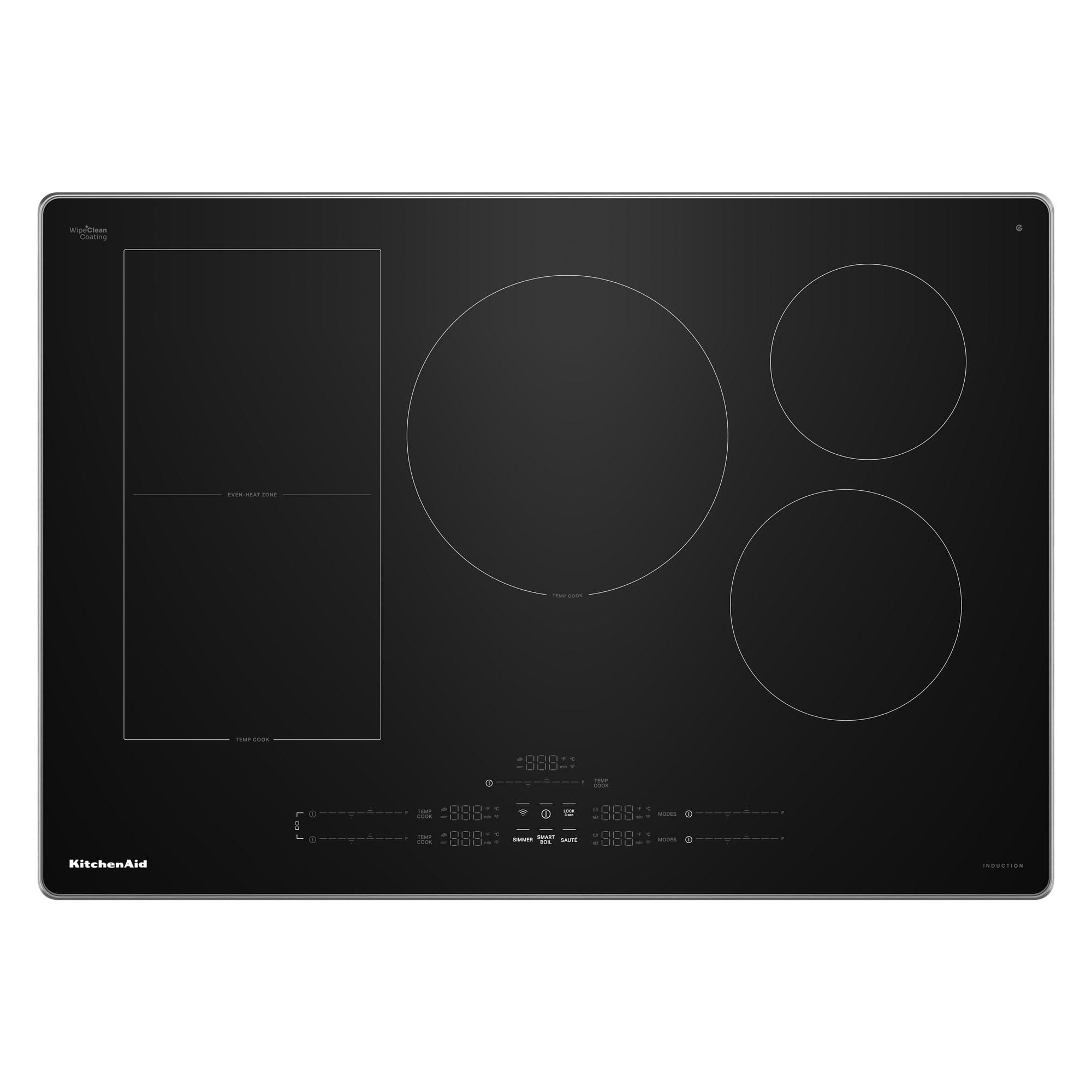 KitchenAid - 30" Electric Induction Cooktop with 5 Cooking Zones and Temp Cook Induction Technology - Stainless Steel - Front_Zoom