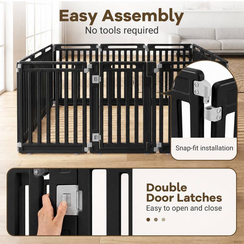 Easy Assembly  
No tools required  
Snap-fit installation  
Double Door Latches  
Easy to open and close