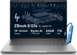 HP - Upgraded - ZBook 8 G1a 14" FHD+ Mobile Workstation - Copilot+ PC - AMD Ryzen AI 7 PRO 350 2025 - 64GB Memory - 1TB SSD - Win 11Pro - Gray