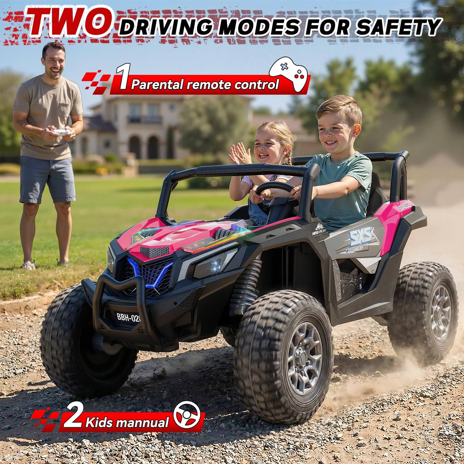 TWO DRIVING MODES FOR SAFETY

1 Parental remote control

2 Kids manual