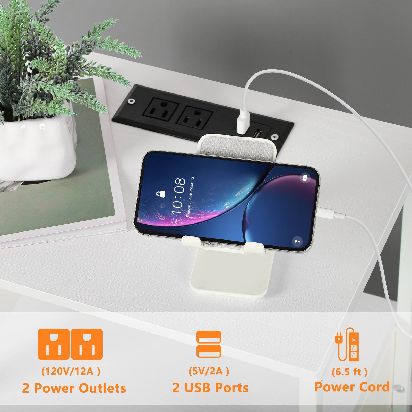 12 10:08 september everyday - (120V/12A) 2 Power Outlets (5V/2A) 2 USB Ports (6.5 ft) Power Cord