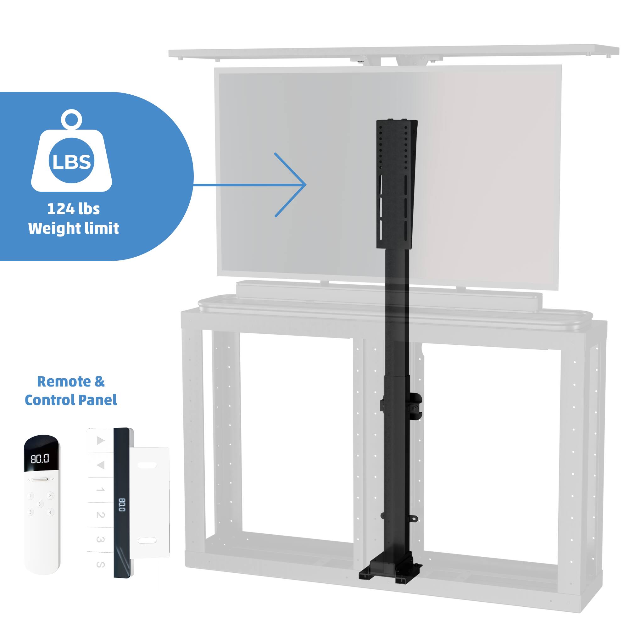 LBS 124 lbs Weight limit  
Remote & Control Panel 80.0  
1 - I 8.0