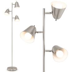 Front. Gymax - Gymax 3-Bulb Floor Lamp Standing Tall Tree Lamp w/ 3 E26 A19 Bulbs Silver - Nickel-Colored.